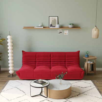 Magic Home Modern Sectional Sofa Togo Sofa Lazy Sofa Foam Couch Floor Sofa for Bedroom,Living Room,Apartment and Small Space,Three Seat Sofa,Red