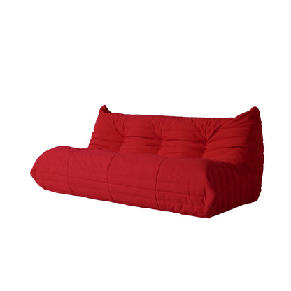 Magic Home Modern Sectional Sofa Togo Sofa Lazy Sofa Foam Couch Floor Sofa for Bedroom,Living Room,Apartment and Small Space,Three Seat Sofa,Red